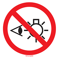 Pictogram verboden om in de lichtbron te kijken volgens ISO 7010