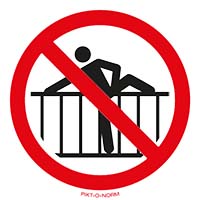 Pictogram niet overheen klimmen volgens ISO 7010