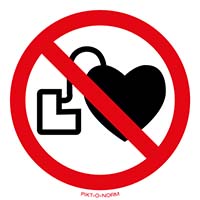 Pictogram verboden voor personen met een pacemaker volgens ISO 7010