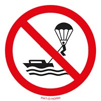 Pictogram parasailen verboden volgens ISO 7010