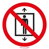 Pictogram lift niet gebruiken voor personen volgens ISO 7010