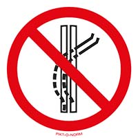 Pictogram sleepspoor niet verlaten volgens ISO 7010