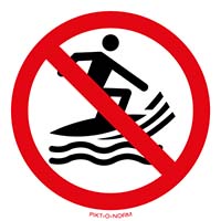 Pictogram surfen verboden volgens ISO 7010