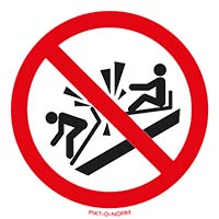 Pictogram botsen verboden in rodelbaan volgens ISO 7010