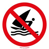 Pictogram windsurfen verboden volgens ISO 7010