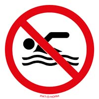 Pictogram zwemmen verboden volgens ISO 7010