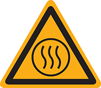 Pictogram waarschuwing voor hete inhoud volgens ISO 7010