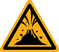 Pictogram waarschuwing voor actieve vulkaan volgens ISO 7010