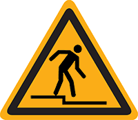 Pictogram waarschuwing afstapje volgens ISO 7010