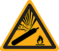 Pictogram waarschuwing gashouders onder druk volgens ISO 7010