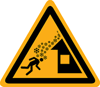 Pictogram waarschuwing daklawine volgens ISO 7010
