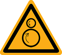 Pictogram waarschuwing draaiende rollen volgens ISO 7010