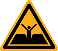 Pictogram waarschuwing drijfzand volgens ISO 7010