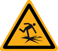 Pictogram waarschuwing dun ijs volgens ISO 7010