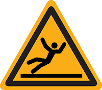 Pictogram waarschuwing glad oppervlak volgens ISO 7010