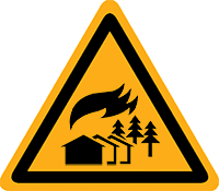 Pictogram waarschuwing groot brandbaar gebied volgens ISO 7010