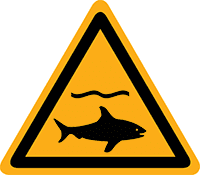 Pictogram waarschuwing haaien volgens ISO 7010