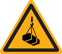 Pictogram waarschuwing hangende lasten volgens ISO 7010