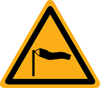 Pictogram waarschuwing harde wind volgens ISO 7010
