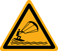Pictogram waarschuwing kitesurfen volgens ISO 7010