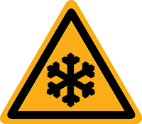 Pictogram waarschuwing lage temperatuur volgens ISO 7010