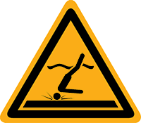 Pictogram waarschuwing ondiep water volgens ISO 7010
