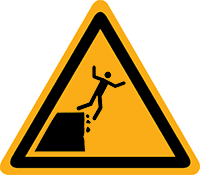 Pictogram waarschuwing onstabiele rand volgens ISO 7010