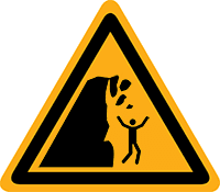 Pictogram waarschuwing onstabiele klif volgens ISO 7010