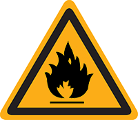 Pictogram waarschuwing ontvlambare stoffen volgens ISO 7010