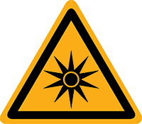 Pictogram waarschuwing optische straling volgens ISO 7010