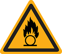 Pictogram waarschuwing oxiderende stoffen volgens ISO 7010