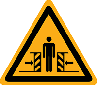 Pictogram waarschuwing pletgevaar volgens ISO 7010