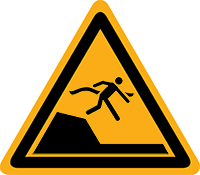 Pictogram waarschuwing plotselinge diepte in zwembad volgens ISO 7010