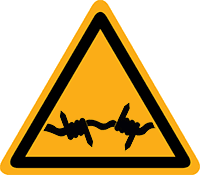 Pictogram waarschuwing prikkeldraad volgens ISO 7010