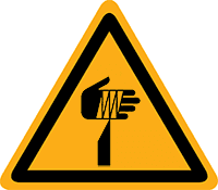 Pictogram waarschuwing scherpe onderdelen volgens ISO 7010