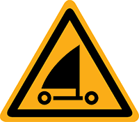 Pictogram waarschuwing strand zeilen volgens ISO 7010