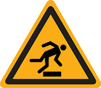 Pictogram waarschuwing struikelgevaar volgens ISO 7010