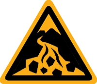 Pictogram waarschuwing voor een aardverschuiving volgens ISO 7010