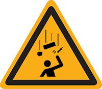 Pictogram waarschuwing vallende voorwerpen volgens ISO 7010