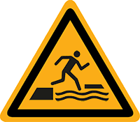 Pictogram waarschuwing in het water vallen volgens ISO 7010