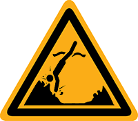 Pictogram waarschuwing voorwerpen onder water volgens ISO 7010