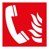 Pictogram noodtelefoon bij brand volgens ISO 7010