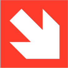 Pictogram rode schuine pijl